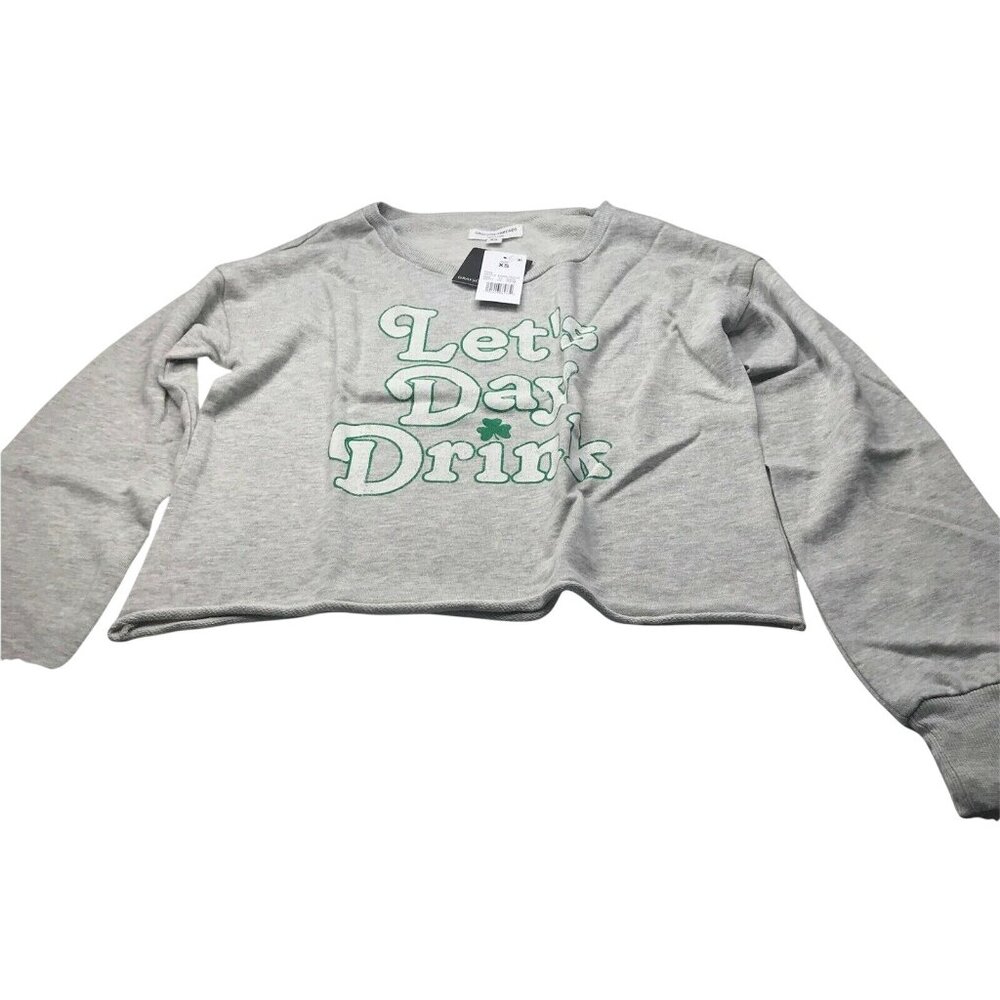 Grayson Threads Womens Size XS Sweatshirt Cropped Lets Day Drink Gray New